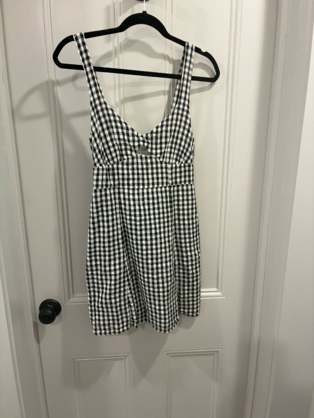 American Eagle Black & White Gingham Cotton Linen Sundress S